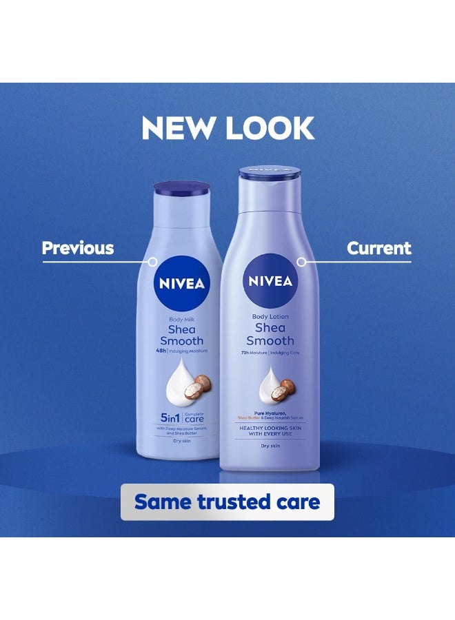 NIVEA Shea Smooth 200ml Body Lotion | 72 H Moisturization | With Deep Moisture Serum & Shea Butter | Non Greasy & Healthy Looking Skin |For Dry Skin - Image 1